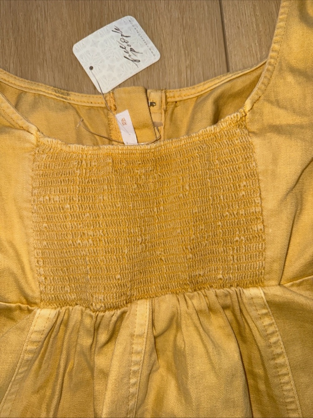 Free People Yellow Mini Dress with Puff Sleeves - Picture 7 of 7